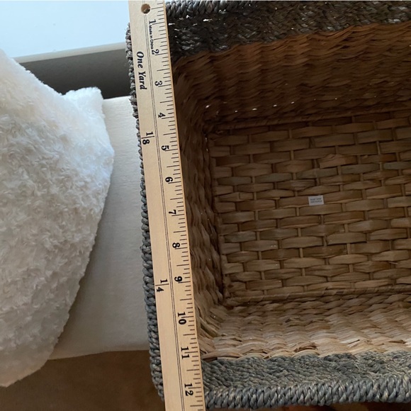 Big Beautiful Sturdy Metal Framed Rattan Wicker Gray & Natural Color Basket - Picture 10 of 12